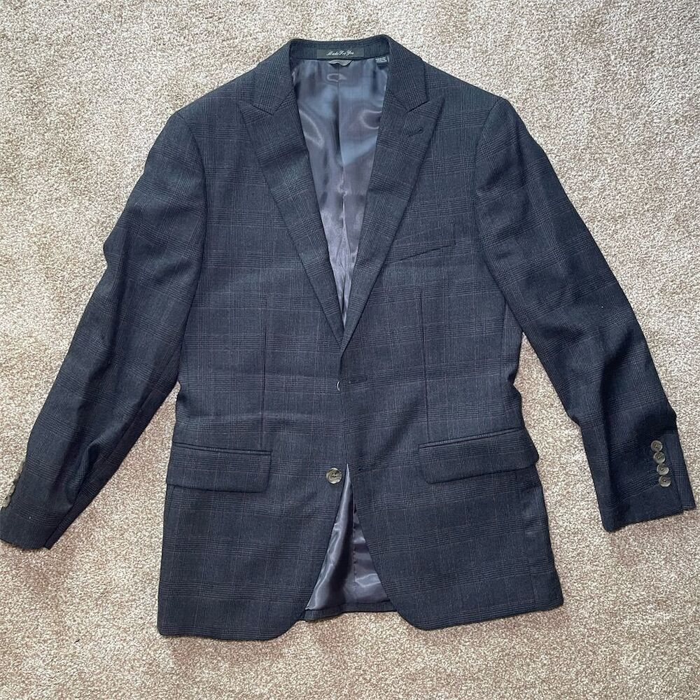 Indochino Men's Plaid Wool Sport Coat Blazer Multicolor Size M Standard